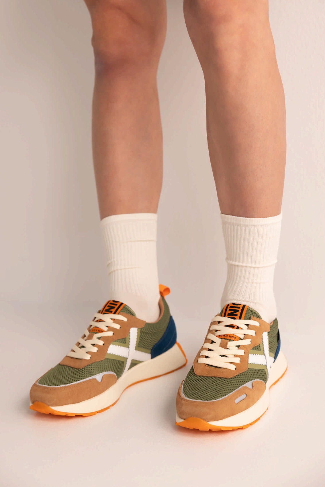 myumiine(4点) Sneakers Elegancia Deportiva Verde Marrón y Azul | MUNICH XEMINE 96