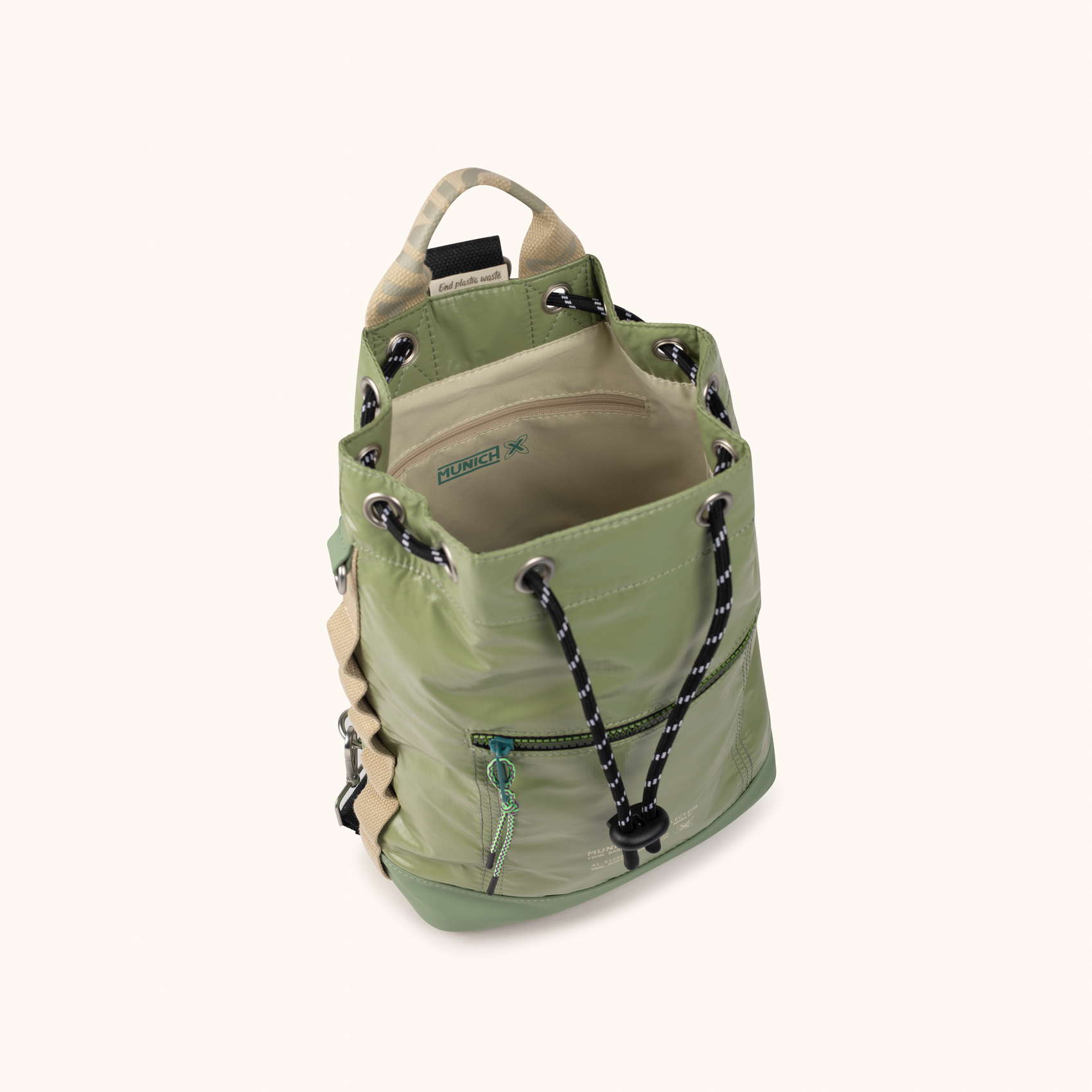 9L Adaptable Drawstring Backpack Khaki | DEEP RECYCLED DRAWSTRING