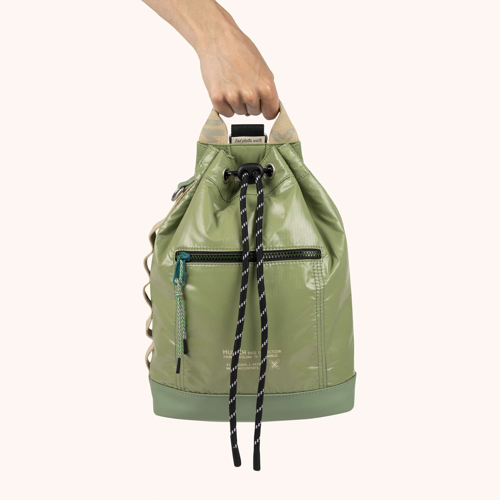 9L Adaptable Drawstring Backpack Khaki | DEEP RECYCLED DRAWSTRING