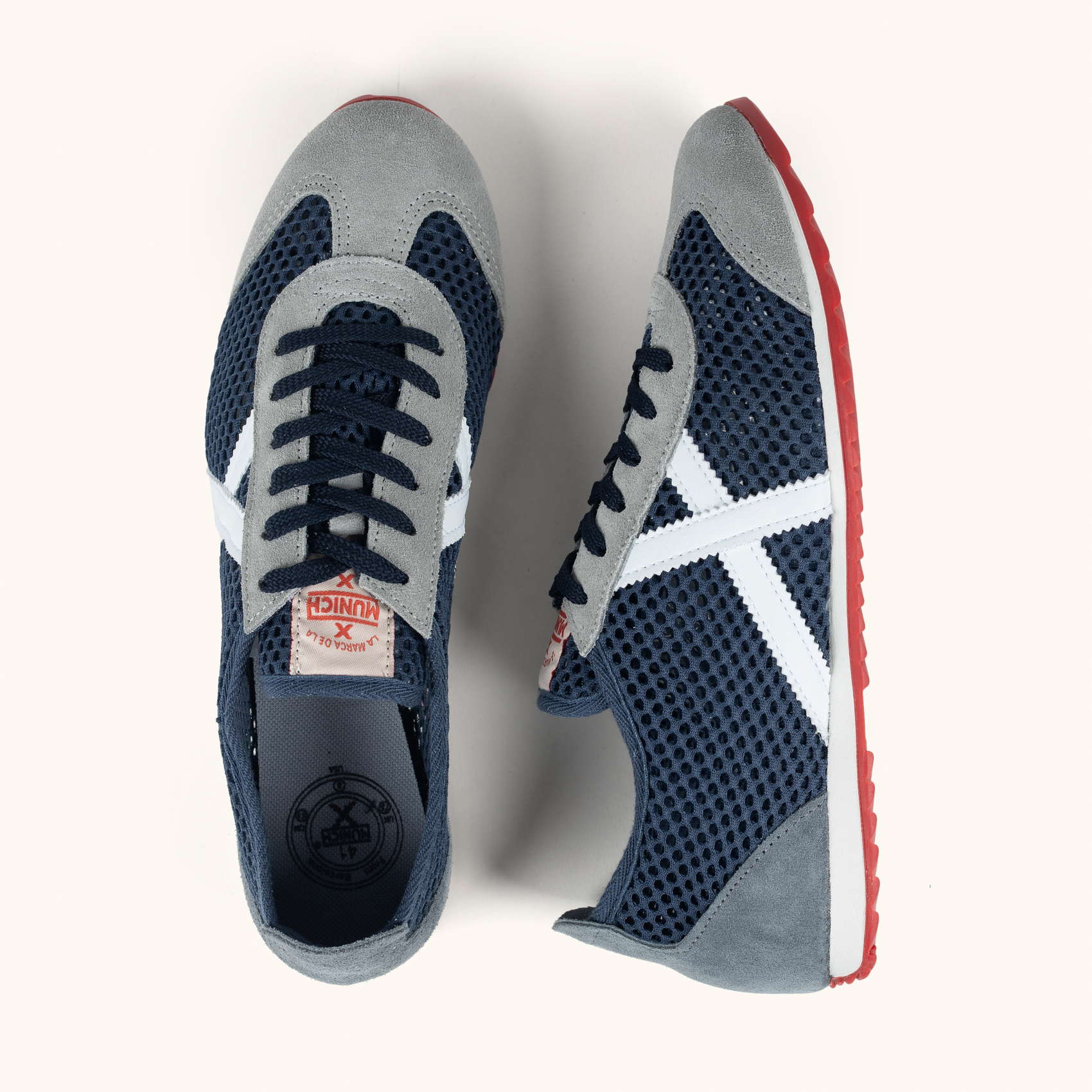 Sneakers Retro de Rejilla y Serraje Azul | MUNICH OSAKA 582