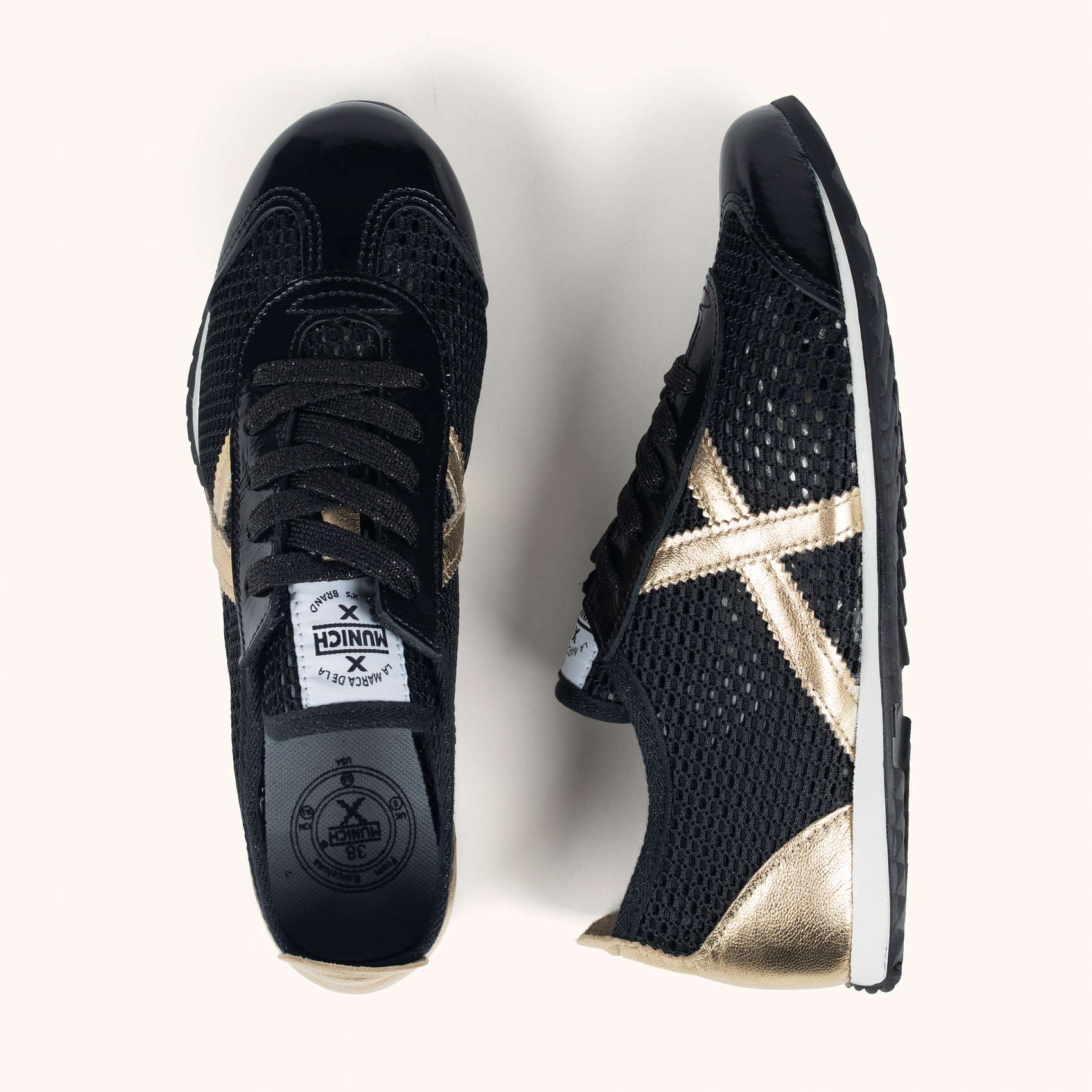 Sneakers Retro de Rejilla Transpirable Oro | MUNICH OSAKA 594