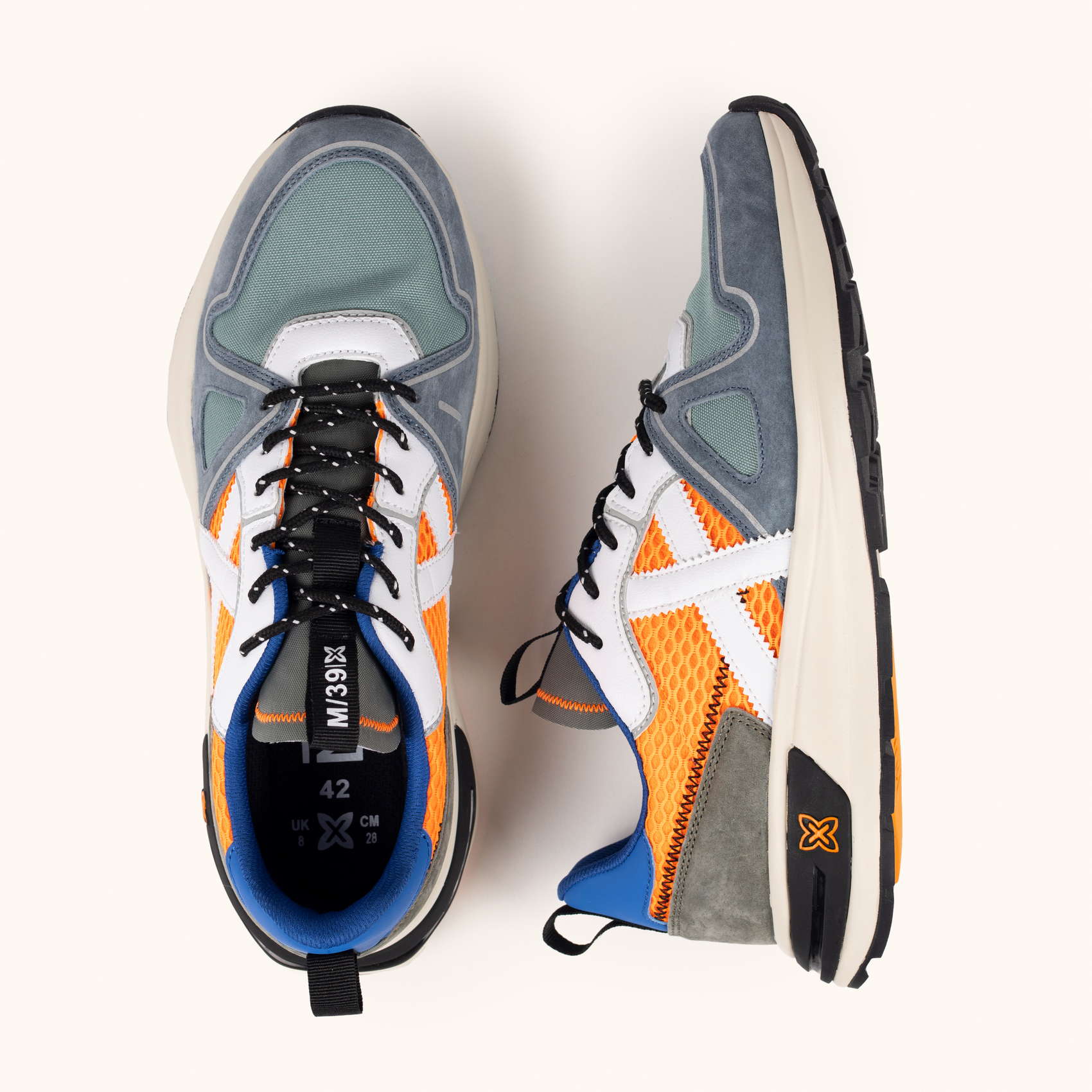 Urban Retro-Running Sneakers in Orange and Grey | MUNICH FUTTURA 06