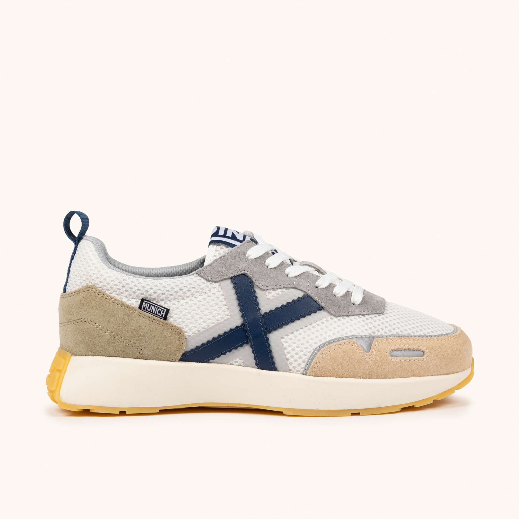 モン Sneakers Elegancia Deportiva Blanco Gris y Azul | MUNICH XEMINE 97