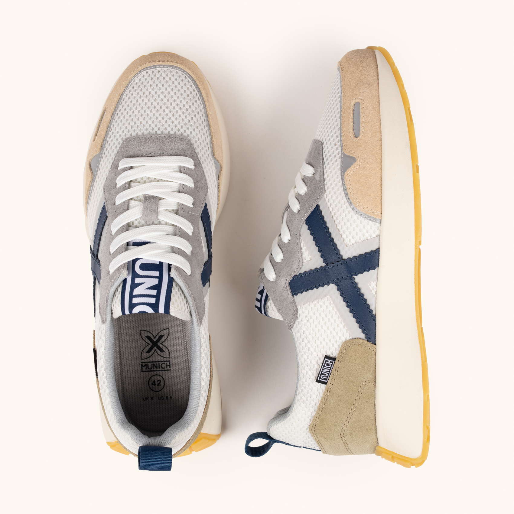Sneakers Elegancia Deportiva Blanco Gris y Azul | MUNICH XEMINE 97