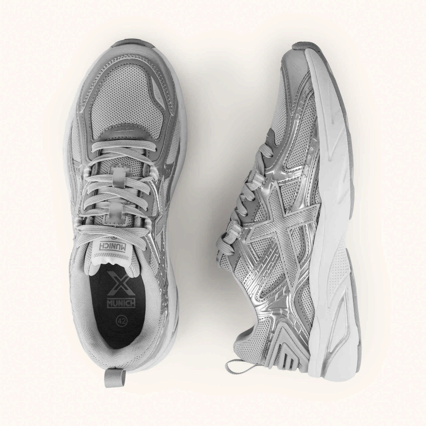 Sneakers Retro Running Grey and Silver | MUNICH M2000 09