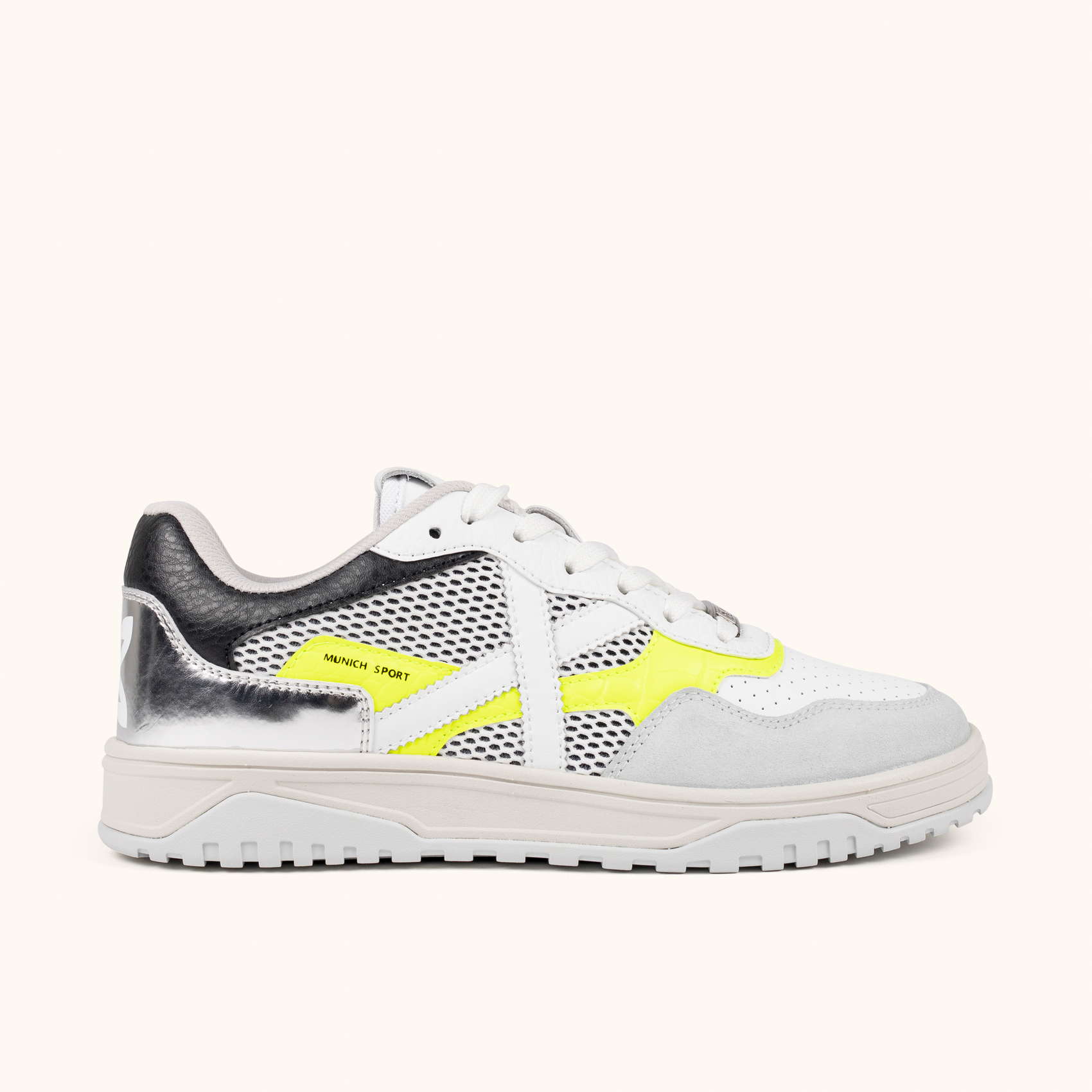 Sneakers Retro tenis y skate Blanco y Amarillo Flúor | MUNICH