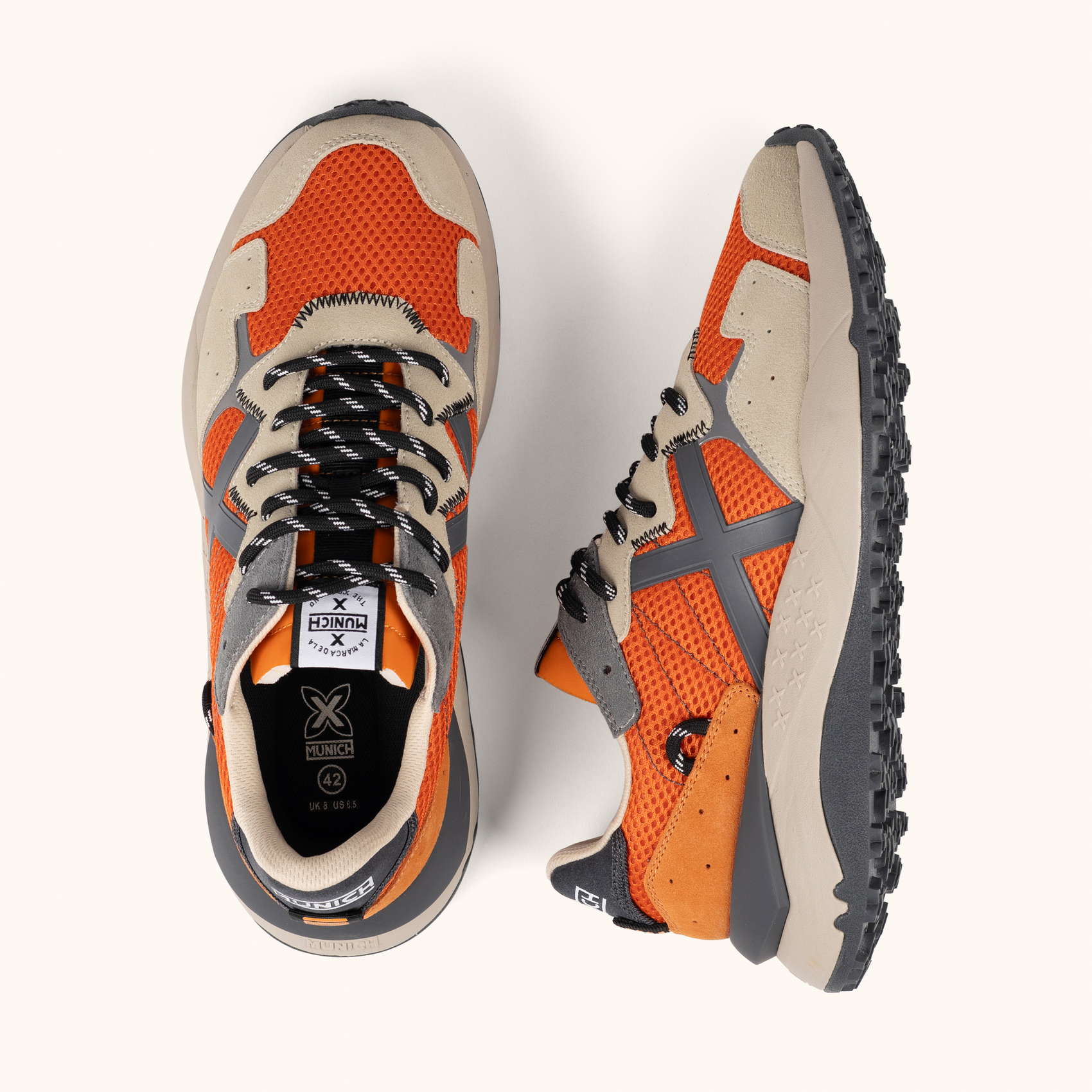 Sneakers Sports Elegance Orange Beige and Grey | MUNICH SHIBUYA 34