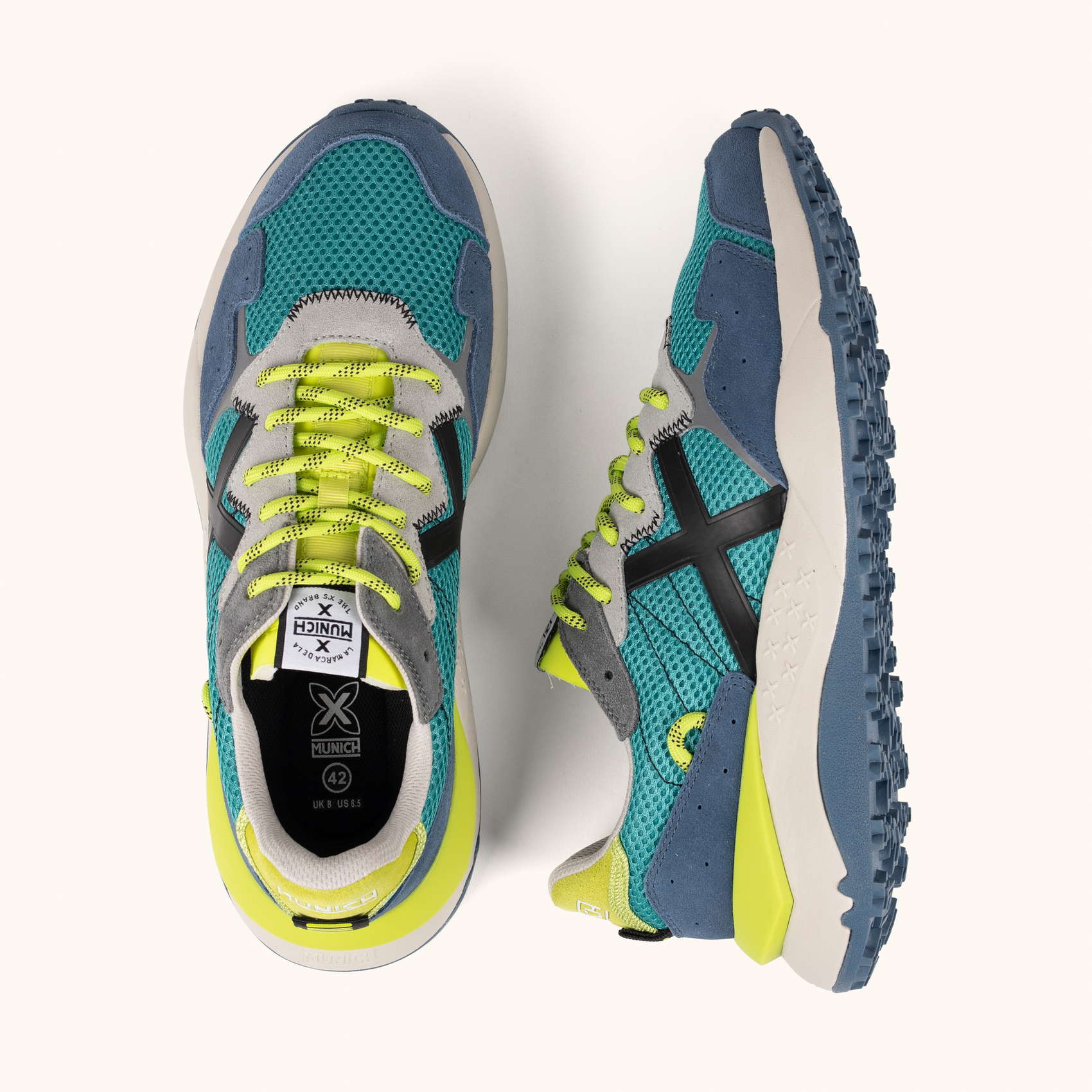 Sneakers Elegancia Deportiva Turquesa y Amarillo | MUNICH SHIBUYA 36