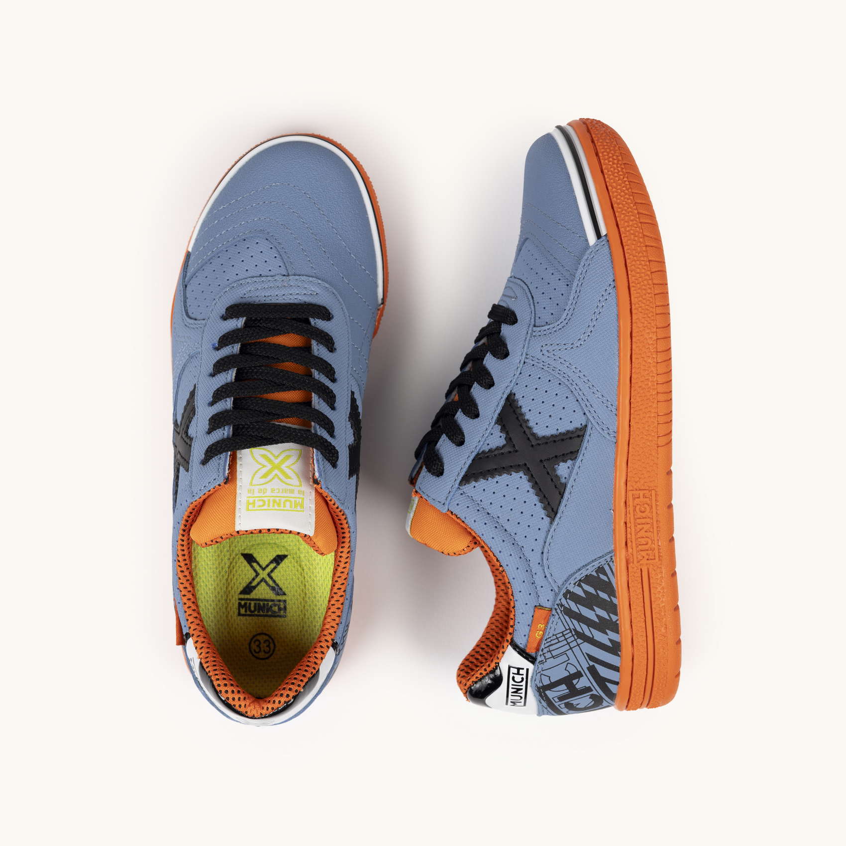 Kids' Indoor Football Sneakers in Blue and Orange | MUNICH G-3 KID 449