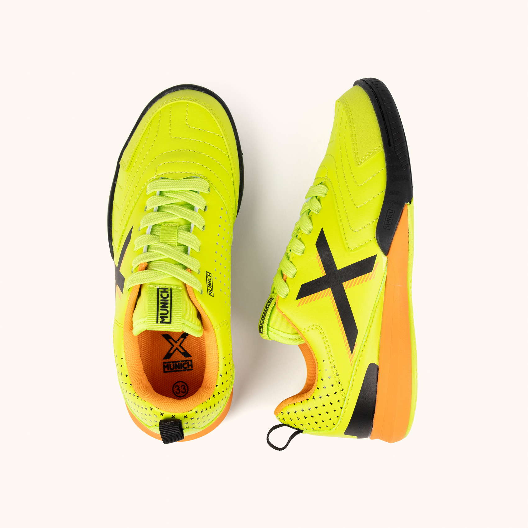 Kids' Indoor Football Sneakers Neon Yellow | MUNICH RONDITO KID 15