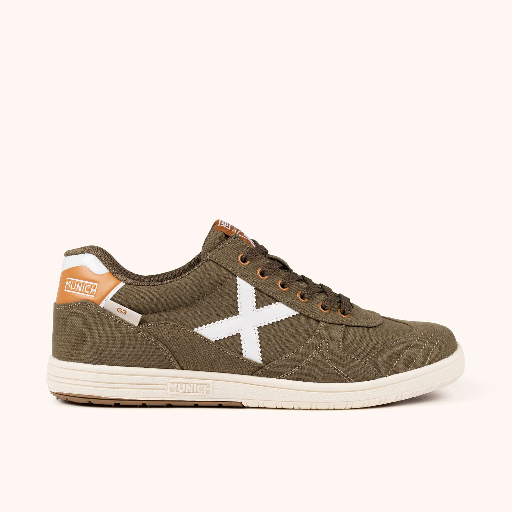 Khaki and White Canvas Urban Sneakers | MUNICH G-3 CANVAS 458