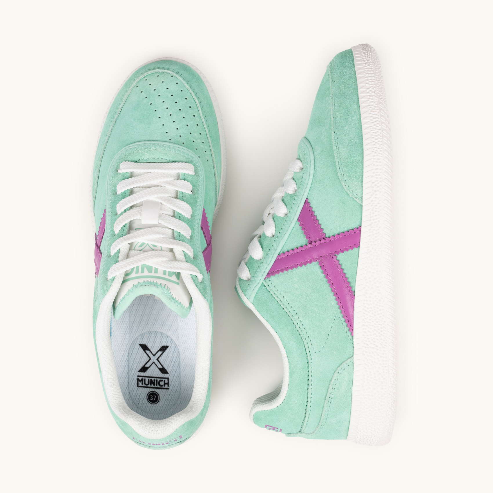 Sneakers de Ante Verde Agua y Detalles Lila | MUNICH RUMBA WMN 22