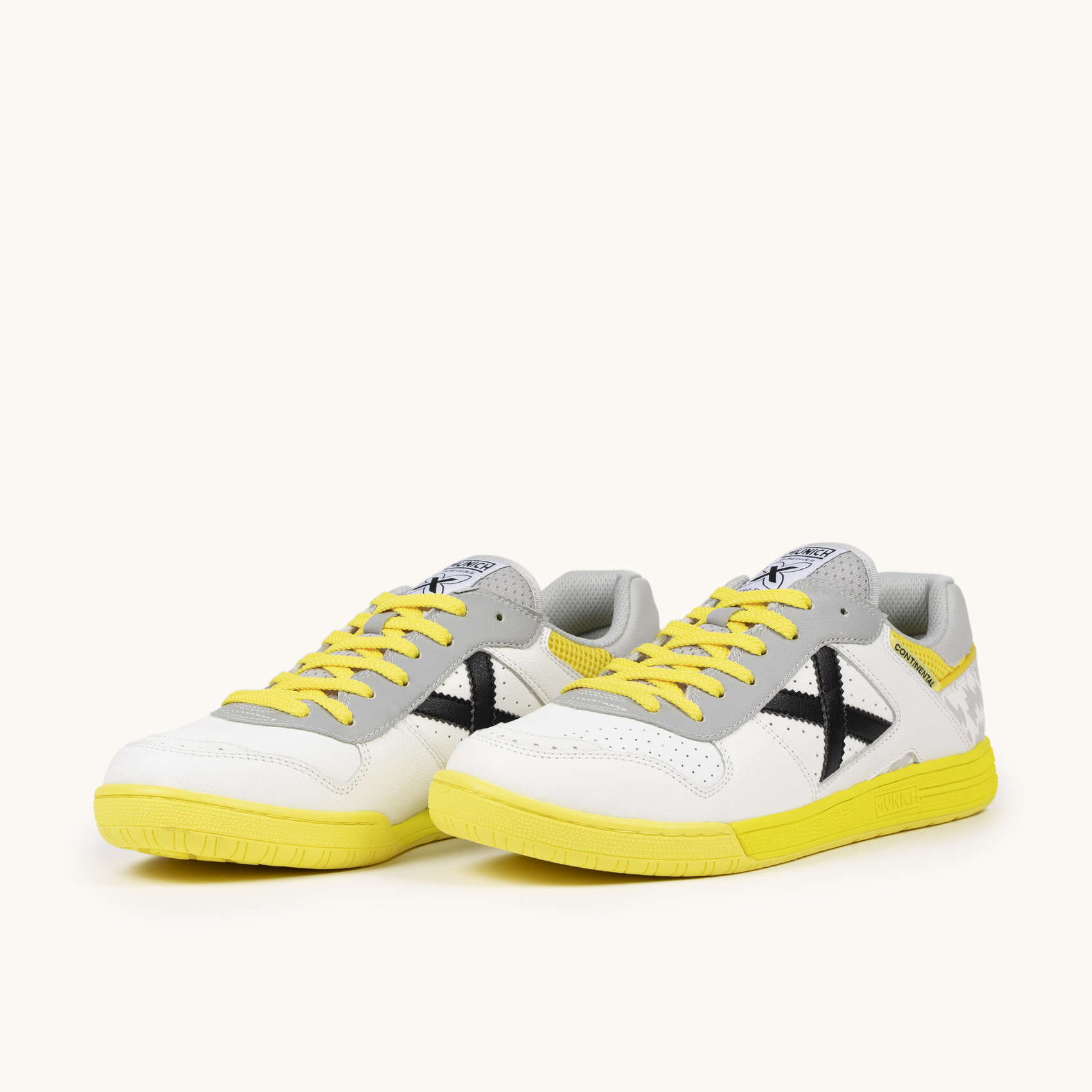 Professional White and Yellow Futsal Sneakers | MUNICH CONTINENTAL