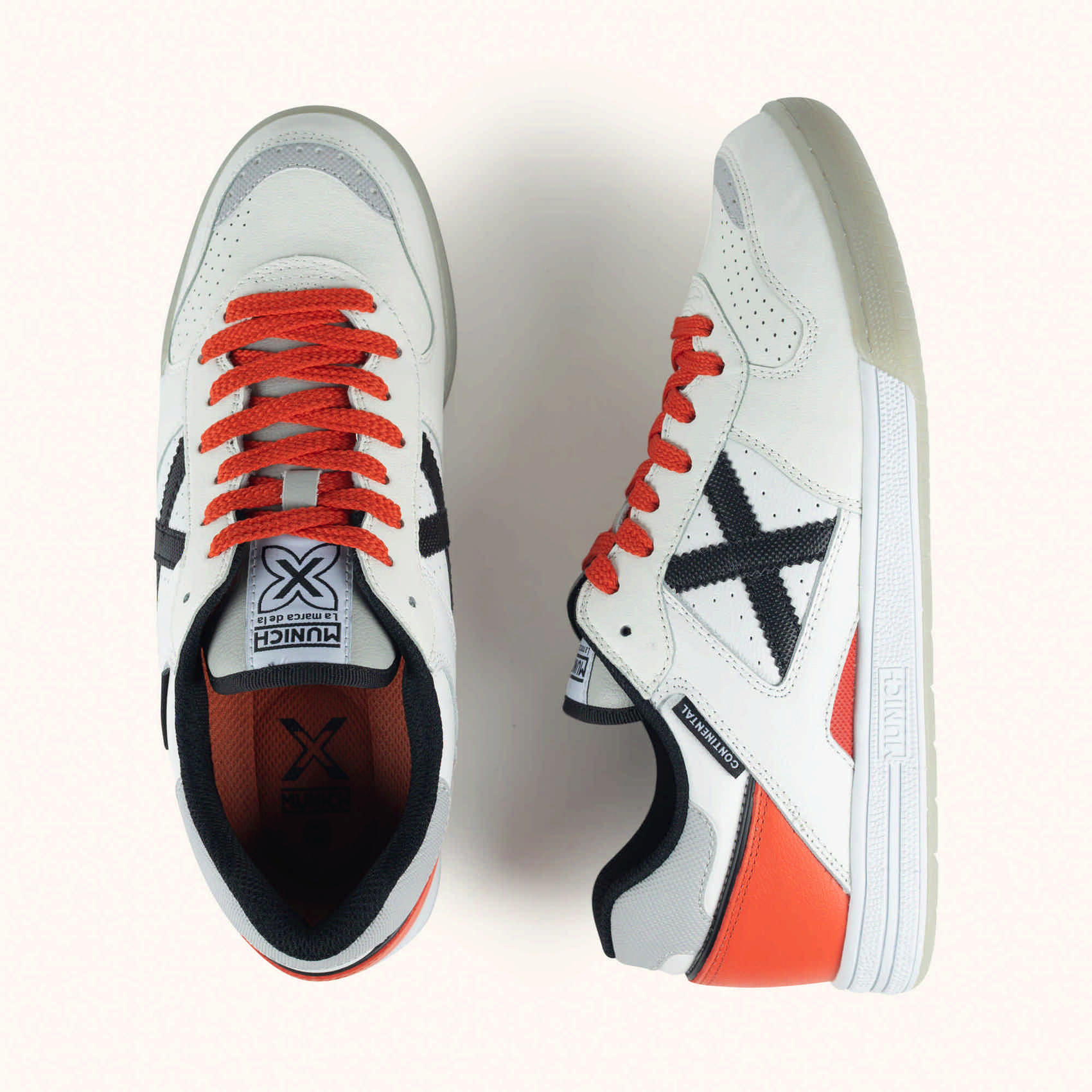Futsal shoes White, Orange, Black and Grey | MUNICH CONTINENTAL 974