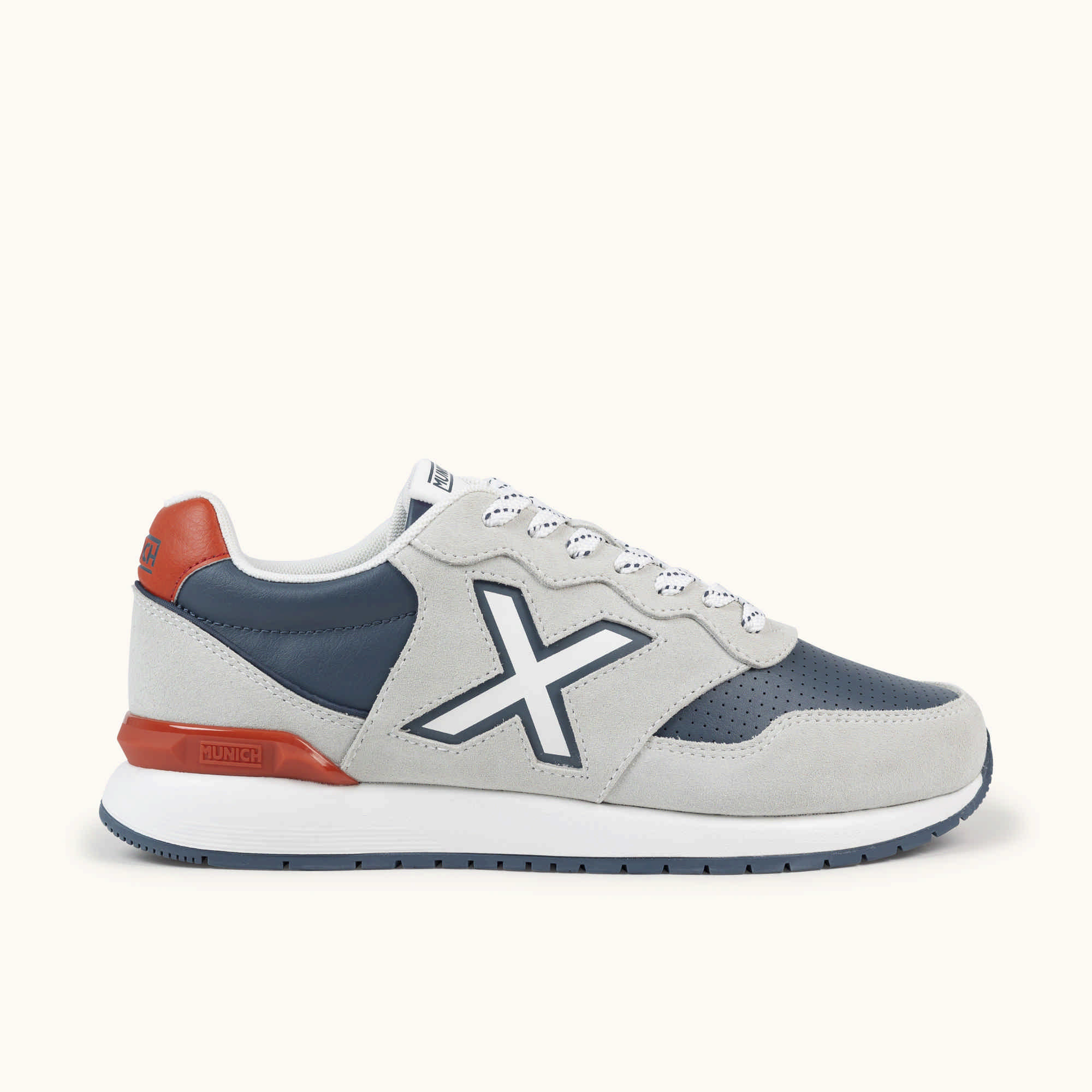 Grey and Navy Retro Running Sneakers Men | MUNICH DASH PREMIUM 275