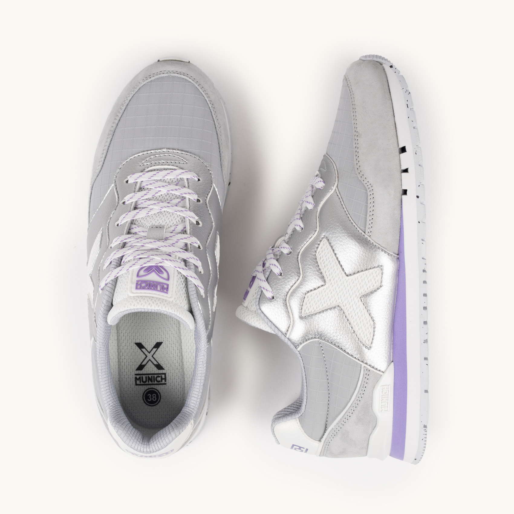 Sneakers Retro Running Metalizadas Plata y Lavanda | MUNICH DASH WMN 279