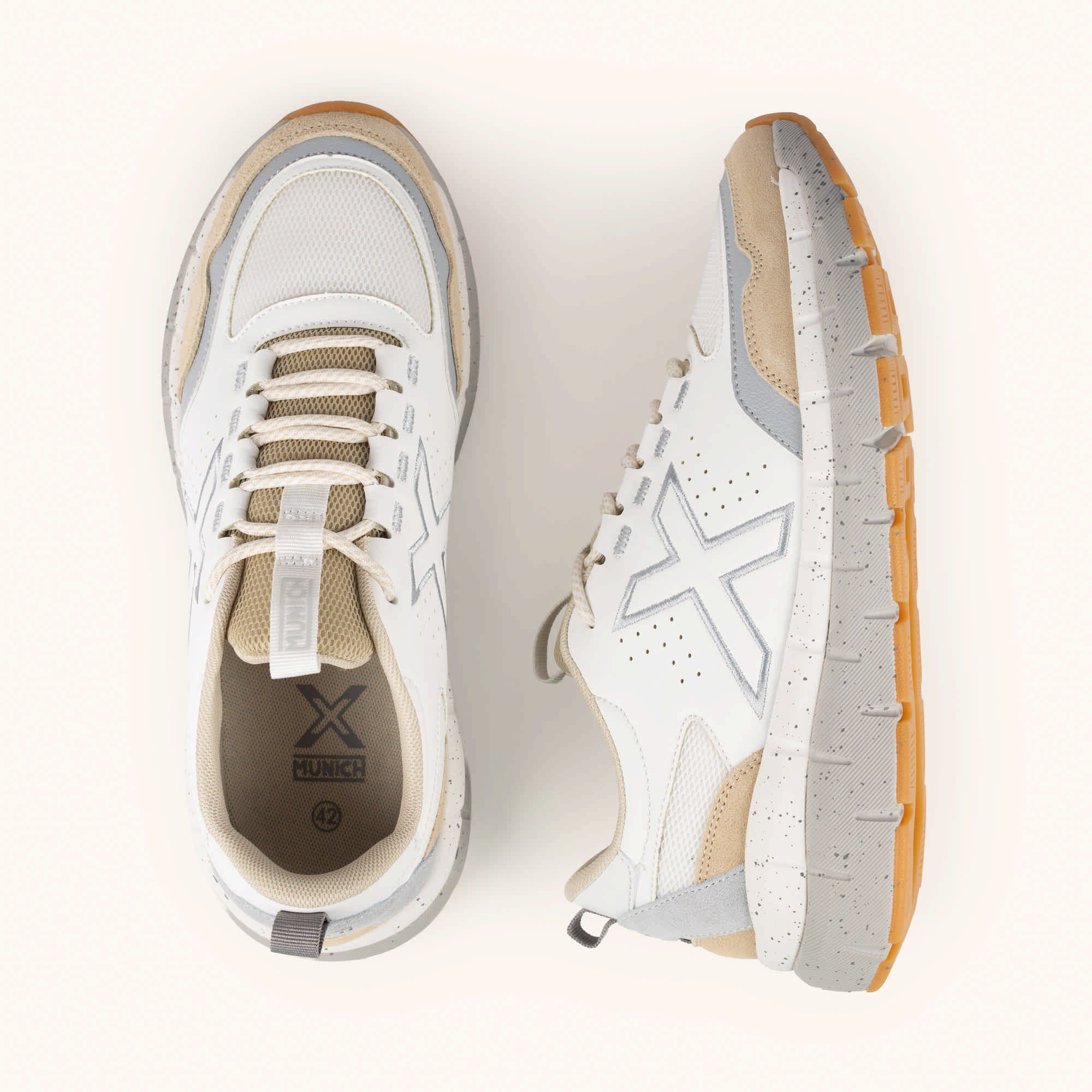 Men's Urban Sneakers in White and Beige | MUNICH KAVA 29