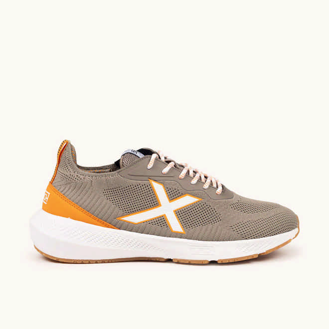 Munic Loop Sneakers Lifestyle Knit Gris y Naranja | MUNICH LOOP