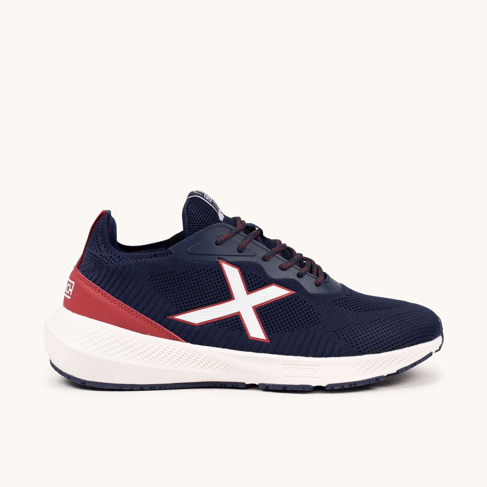 Munic Loop Navy Blue and Burgundy Knit Lifestyle Sneakers | MUNICH LOOP