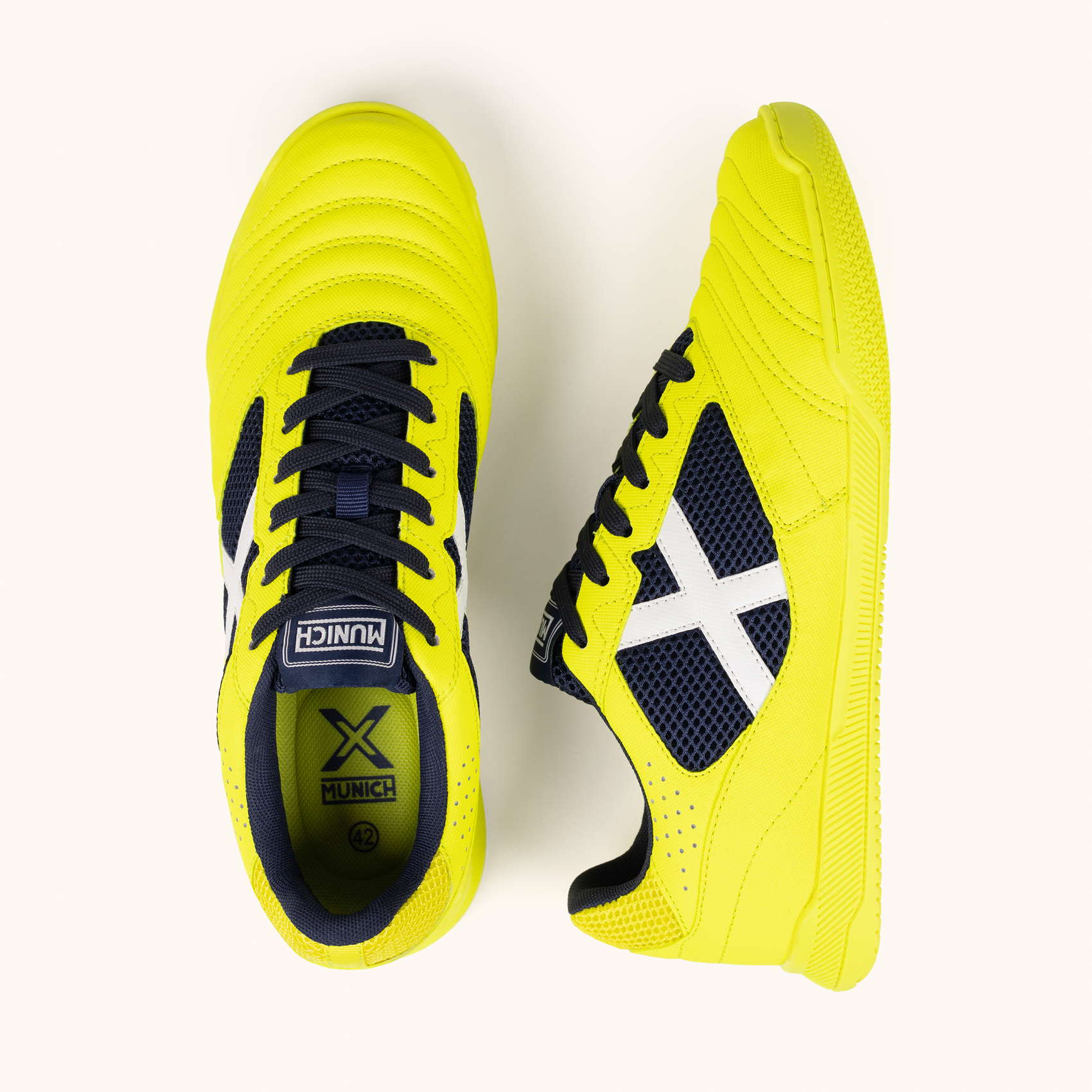 Fluor Yellow and Navy Indoor Football Sneakers | MUNICH DEBUT 07