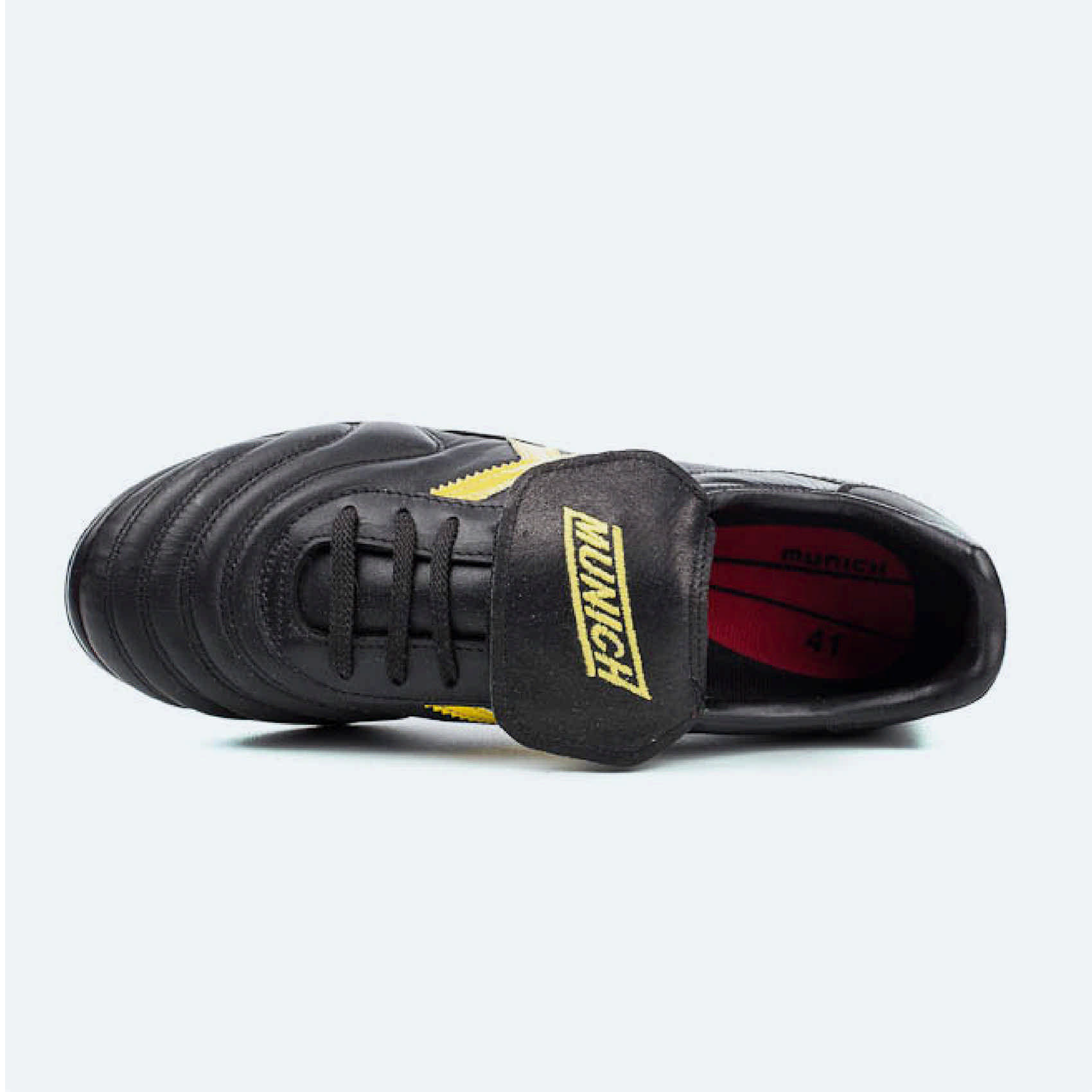 Classic Black and Yellow Leather Football Boots | MUNICH MUNDIAL U25