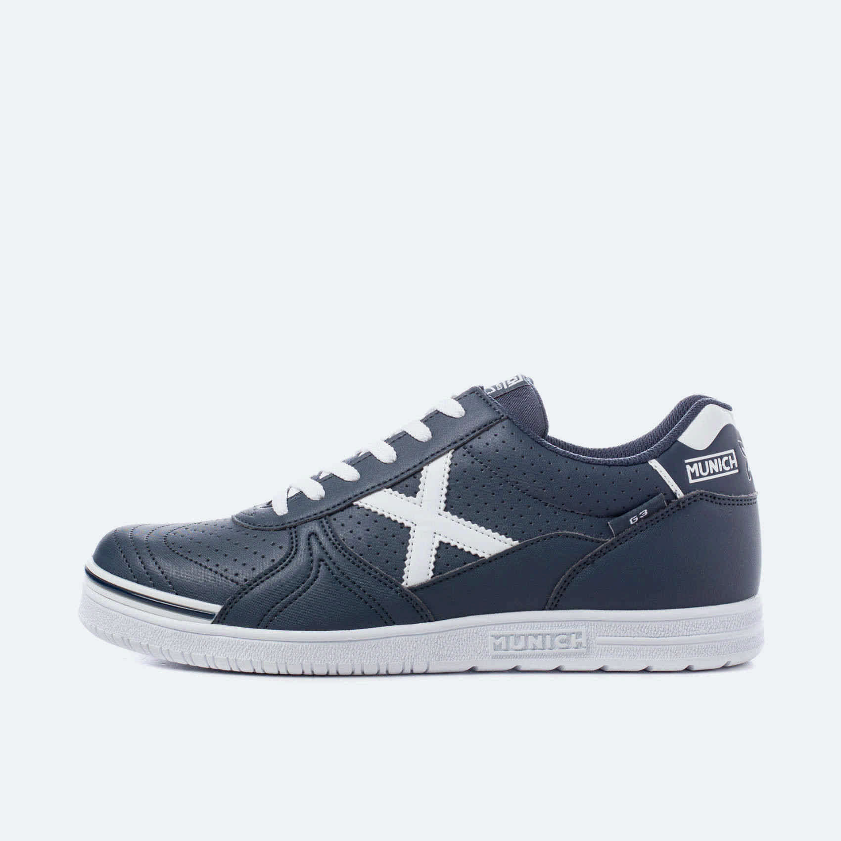 Technical Indoor Football Shoes Navy Blue and White | MUNICH G3